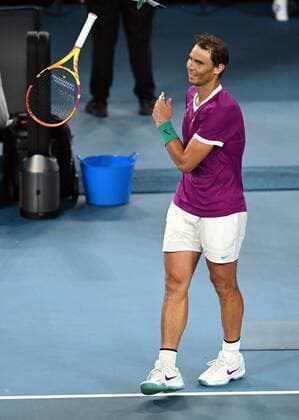 Mandatory Credit: Photo by James Gourley Shutterstock (12778011fp) Rafael Nadal celebrates victory in the Men s Singles final Australian Open, Day Fourteen, Tennis, Melbourne Park, Melbourne, Australia - 30 Jan 2022 Australian Open, Day Fourteen, Tennis, Melbourne Park, Melbourne, Australia - 30 Jan 2022 Copyright: xJamesxGourley Shutterstockx 12778011fp