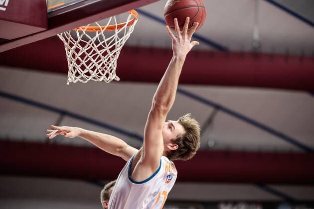 February 2, 2022, Venice, Italy: Venice, Italy, Palasport Taliercio, February 02, 2022, Moritz Krimmer (Ratiopharm ULM) during Umana Reyer Venezia vs Ratiopharm Ulm - Basketball EuroCup Championship. Basketball EuroCup Championship - Umana Reyer Venezia vs Ratiopharm Ulm, Venice, Italy - ZUMAl164 20220202_zsa_l164_184 Copyright: xMattiaxRadonix