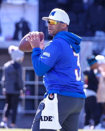 February 3, 2022: Seattle Seahawks quarterback Russell Wilson (3) during the NFC Pro Bowl Practice at Las Vegas Ballpark in Las Vegas, Nevada. CSM Las Vegas United States of America - ZUMAc04_ 20220203_zaf_c04_031 Copyright: xDarrenxLeex