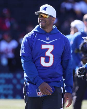February 3, 2022: Seattle Seahawks quarterback Russell Wilson (3) during the NFC Pro Bowl Practice at Las Vegas Ballpark in Las Vegas, Nevada. CSM Las Vegas United States of America - ZUMAc04_ 20220203_zaf_c04_058 Copyright: xDarrenxLeex