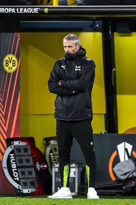 Marco Rose (Borussia Dortmund BVB, Chef-Trainer), GER, Borussia Dortmund BVB vs. Glasgow Rangers FC, K.-o.-Runden-Play-off, Europa League, Spielzeit 2021 2022, 17.02.2022, DFB DFL regulations prohibit any use of photographs as image sequences and or quasi-video., GER, Borussia Dortmund BVB vs. Glasgow Rangers FC, K.-o.-Runden-Play-off, Europa League, Spielzeit 2021 2022, 17.02.2022 Dortmund Copyright: xEibner-Pressefoto GabrielxBoiax EP_EEP