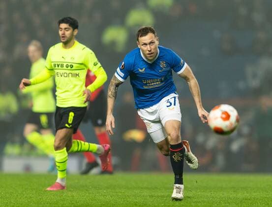 Mandatory Credit: Photo by Luke Nickerson Rangers FC Shutterstock (12821152m) Rangers Midfielder Scott Arfield Rangers v Borussia Dortmund, UEFA Europa League, Play-offs, Second Leg, Football, Ibrox Stadium, Glasgow, UK - 24 Feb 2022 Rangers v Borussia Dortmund, UEFA Europa League, Play-offs, Second Leg, Football, Ibrox Stadium, Glasgow, UK - 24 Feb 2022 Copyright: xLukexNickerson RangersxFC Shutterstockx 12821152m