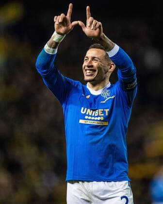 Mandatory Credit: Photo by Kirk O Rourke Rangers FC Shutterstock (12821153bw) Rangers captain James Tavernier celebrates at the end of the last 32 Europa League match at Ibrox Stadium, Glasgow. Rangers v Borussia Dortmund, UEFA Europa League, Play-offs, Second Leg, Football, Ibrox Stadium, Glasgow, UK - 24 Feb 2022 Rangers v Borussia Dortmund, UEFA Europa League, Play-offs, Second Leg, Football, Ibrox Stadium, Glasgow, UK - 24 Feb 2022 Copyright: xKirkxO Rourke RangersxFC Shutterstockx 12821153bw