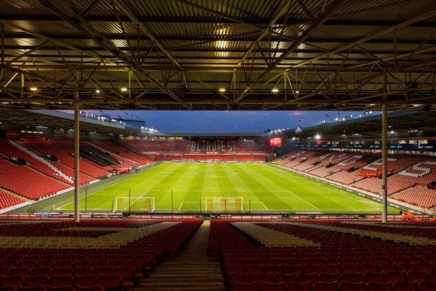 Mandatory Credit: Photo by Ryan Browne Shutterstock (12839070b) A general view inside the stadium prior to kick off. Sheffield United v Middlesbrough, EFL Sky Bet Championship, Football, Bramall Lane, Sheffield, UK - 08 Mar 2022 EDITORIAL USE ONLY No use with unauthorised audio, video, data, fixture lists, club league logos or live services. Online in-match use limited to 120 images, no video emulation. No use in betting, games or single club league player publications. Sheffield United v Middlesbrough, EFL Sky Bet Championship, Football, Bramall Lane, Sheffield, UK - 08 Mar 2022 EDITORIAL USE ONLY No use with unauthorised audio, video, data, fixture lists, club league logos or live services. Online in-match use limited to 120 images, no video emulation. No use in betting, games or single club league player publications. Copyright: xRyanxBrowne Shutterstockx 12839070b