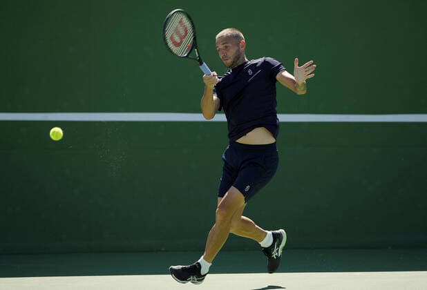 Mandatory Credit: Photo by Ella Ling Shutterstock (12841086r) Dan Evans of GBR in action BNP Paribas Open, Tennis, Day 1, Indian Wells Tennis Garden, California, USA - 09 Mar 2022 BNP Paribas Open, Tennis, Day 1, Indian Wells Tennis Garden, California, USA - 09 Mar 2022 Copyright: xEllaxLing Shutterstockx 12841086r