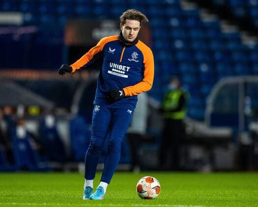 Mandatory Credit: Photo by Kirk O Rourke Rangers FC Shutterstock (12843268cv) Scott Wright of Rangers warms up for the Europa League match at Ibrox Stadium, Glasgow. Rangers v Red Star Belgrade, Europa League, Round of 16, First Leg, Football, Ibrox Stadium, Glasgow, UK - 10 Mar 2022 EDITORIAL USE ONLY No use with unauthorised audio, video, data, fixture lists, club league logos or live services. Online in-match use limited to 120 images, no video emulation. No use in betting, games or single club league player publications. Rangers v Red Star Belgrade, Europa League, Round of 16, First Leg, Football, Ibrox Stadium, Glasgow, UK - 10 Mar 2022 EDITORIAL USE ONLY No use with unauthorised audio, video, data, fixture lists, club league logos or live services. Online in-match use limited to 120 images, no video emulation. No use in betting, games or single club league player publications. Copyright: xKirkxO Rourke RangersxFC Shutterstockx 12843268cv