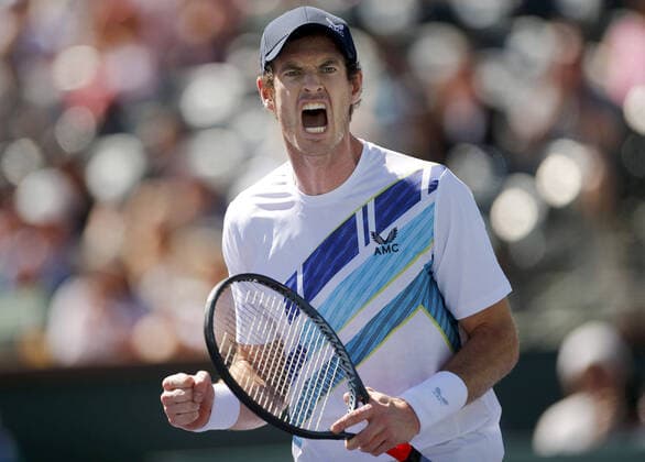 Mandatory Credit: Photo by Ella Ling Shutterstock (12844917o) Andy Murray of GBR celebrates BNP Paribas Open, Tennis, Day 3, Indian Wells Tennis Garden, California, USA - 11 Mar 2022 BNP Paribas Open, Tennis, Day 3, Indian Wells Tennis Garden, California, USA - 11 Mar 2022 Copyright: xEllaxLing Shutterstockx 12844917o