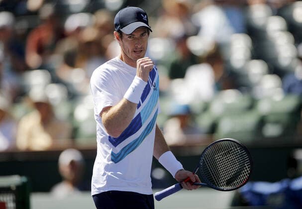 Mandatory Credit: Photo by Ella Ling Shutterstock (12844917ce) Andy Murray of GBR celebrates BNP Paribas Open, Tennis, Day 3, Indian Wells Tennis Garden, California, USA - 11 Mar 2022 BNP Paribas Open, Tennis, Day 3, Indian Wells Tennis Garden, California, USA - 11 Mar 2022 Copyright: xEllaxLing Shutterstockx 12844917ce