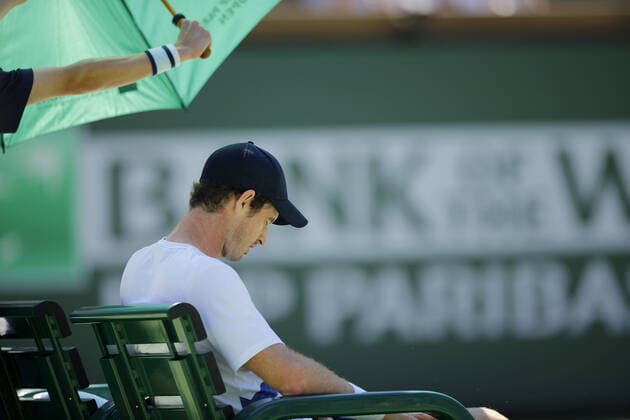 Mandatory Credit: Photo by Ella Ling Shutterstock (12844917cj) Andy Murray of GBR during a break BNP Paribas Open, Tennis, Day 3, Indian Wells Tennis Garden, California, USA - 11 Mar 2022 BNP Paribas Open, Tennis, Day 3, Indian Wells Tennis Garden, California, USA - 11 Mar 2022 Copyright: xEllaxLing Shutterstockx 12844917cj