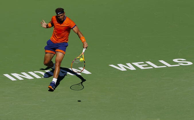 Mandatory Credit: Photo by Ella Ling Shutterstock (12845049p) Rafael Nadal of Spain in action BNP Paribas Open, Tennis, Day 4, Indian Wells Tennis Garden, California, USA - 12 Mar 2022 BNP Paribas Open, Tennis, Day 4, Indian Wells Tennis Garden, California, USA - 12 Mar 2022 Copyright: xEllaxLing Shutterstockx 12845049p