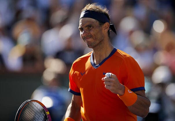 Mandatory Credit: Photo by Ella Ling Shutterstock (12845049bt) Rafael Nadal of Spain celebrates BNP Paribas Open, Tennis, Day 4, Indian Wells Tennis Garden, California, USA - 12 Mar 2022 BNP Paribas Open, Tennis, Day 4, Indian Wells Tennis Garden, California, USA - 12 Mar 2022 Copyright: xEllaxLing Shutterstockx 12845049bt
