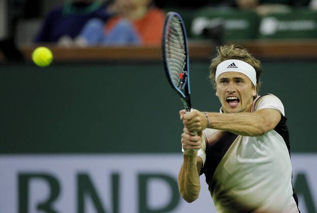 Sport Themen der Woche KW10 Sport Bilder des Tages Mandatory Credit: Photo by Ella Ling Shutterstock (12845054do) Alexander Zverev of Germany in action BNP Paribas Open, Tennis, Day 5, Indian Wells Tennis Garden, California, USA - 13 Mar 2022 BNP Paribas Open, Tennis, Day 5, Indian Wells Tennis Garden, California, USA - 13 Mar 2022 Copyright: xEllaxLing Shutterstockx 12845054do