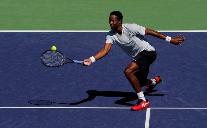 Mandatory Credit: Photo by Ella Ling Shutterstock (12845056h) Gael Monfils of France in action BNP Paribas Open, Tennis, Day 6, Indian Wells Tennis Garden, California, USA - 14 Mar 2022 BNP Paribas Open, Tennis, Day 6, Indian Wells Tennis Garden, California, USA - 14 Mar 2022 Copyright: xEllaxLing Shutterstockx 12845056h