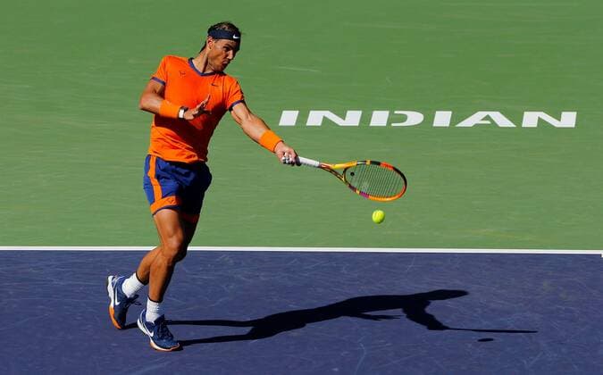 Mandatory Credit: Photo by Ella Ling Shutterstock (12845056ac) Rafael Nadal of Spain in action BNP Paribas Open, Tennis, Day 6, Indian Wells Tennis Garden, California, USA - 14 Mar 2022 BNP Paribas Open, Tennis, Day 6, Indian Wells Tennis Garden, California, USA - 14 Mar 2022 Copyright: xEllaxLing Shutterstockx 12845056ac