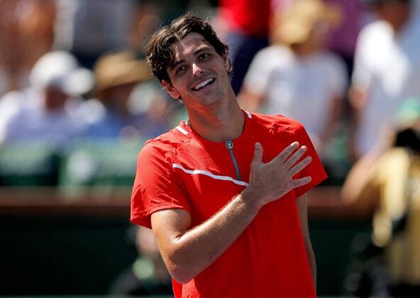 Mandatory Credit: Photo by Ella Ling Shutterstock (12845061c) Taylor Fritz of USA celebrates BNP Paribas Open, Tennis, Day 8, Indian Wells Tennis Garden, California, USA - 16 Mar 2022 BNP Paribas Open, Tennis, Day 8, Indian Wells Tennis Garden, California, USA - 16 Mar 2022 Copyright: xEllaxLing Shutterstockx 12845061c