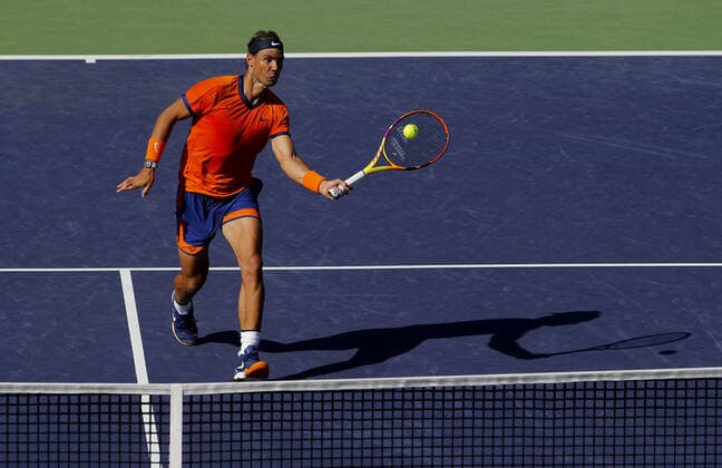Mandatory Credit: Photo by Ella Ling Shutterstock (12845061w) Rafael Nadal of Spain in action BNP Paribas Open, Tennis, Day 8, Indian Wells Tennis Garden, California, USA - 16 Mar 2022 BNP Paribas Open, Tennis, Day 8, Indian Wells Tennis Garden, California, USA - 16 Mar 2022 Copyright: xEllaxLing Shutterstockx 12845061w