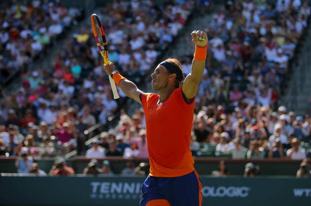 Mandatory Credit: Photo by Ella Ling Shutterstock (12845061ac) Rafael Nadal of Spain celebrates BNP Paribas Open, Tennis, Day 8, Indian Wells Tennis Garden, California, USA - 16 Mar 2022 BNP Paribas Open, Tennis, Day 8, Indian Wells Tennis Garden, California, USA - 16 Mar 2022 Copyright: xEllaxLing Shutterstockx 12845061ac