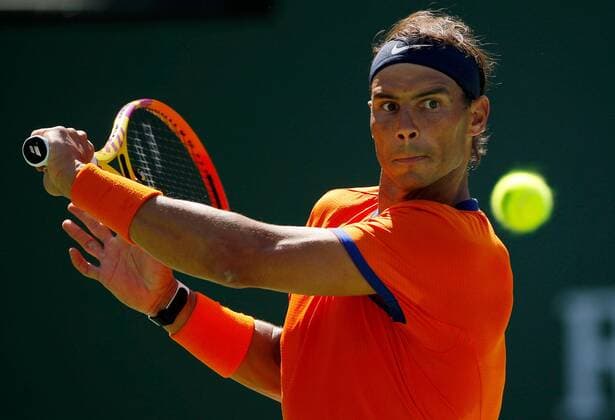 Mandatory Credit: Photo by Ella Ling Shutterstock (12845061av) Rafael Nadal of Spain in action BNP Paribas Open, Tennis, Day 8, Indian Wells Tennis Garden, California, USA - 16 Mar 2022 BNP Paribas Open, Tennis, Day 8, Indian Wells Tennis Garden, California, USA - 16 Mar 2022 Copyright: xEllaxLing Shutterstockx 12845061av