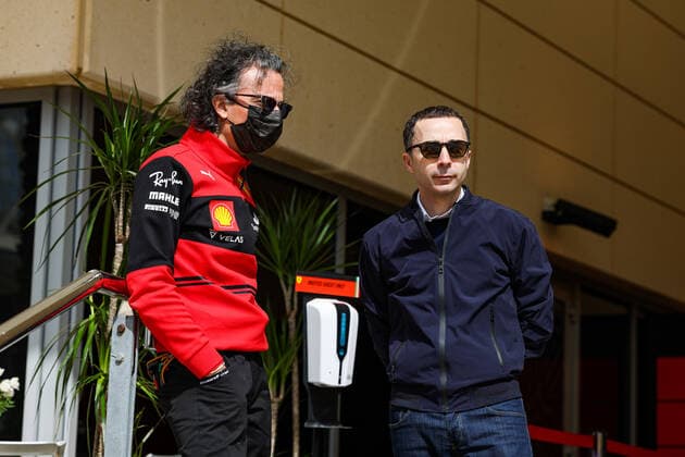 MEKIES Laurent (fra), Racing Director of the Scuderia Ferrari, TODT Nicolas (fra), Allroad Manager, portrait during the Formula 1 Gulf Air Bahrain Grand Prix 2022, 1st round of the 2022 FIA Formula One World Championship, WM, Weltmeisterschaft on the Bahrain International Circuit, from March 18 to 20, 2022 in Sakhir, Bahrain - F1 - BAHRAIN GRAND PRIX 2022 DPPI Panoramic 20220317_GOOD5296