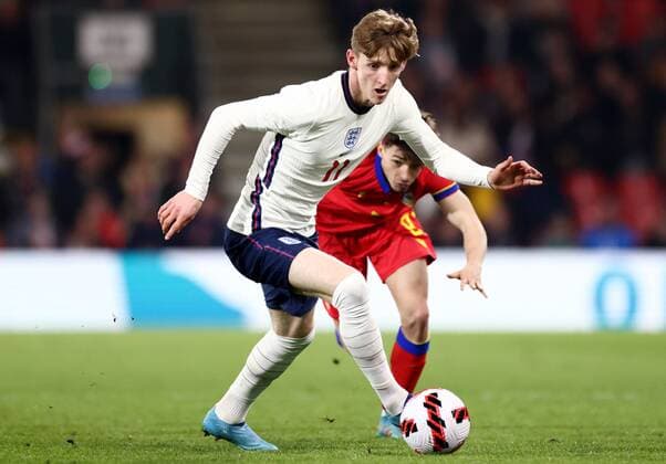 Mandatory Credit: Photo by James Marsh Shutterstock (12865316cn) Anthony Gordon of England. England U21, U 21 v Andorra U21, UEFA U21 European Championship, EM, Europameisterschaft 2023 Qualifying, Group G, Football, Vitality Stadium, Bournemouth, UK - 25 Mar 2022 EDITORIAL USE ONLY No use with unauthorised audio, video, data, fixture lists, club league logos or live services. Online in-match use limited to 120 images, no video emulation. No use in betting, games or single club league player publications. England U21 v Andorra U21, UEFA U21 European Championship 2023 Qualifying, Group G, Football, Vitality Stadium, Bournemouth, UK - 25 Mar 2022 EDITORIAL USE ONLY No use with unauthorised audio, video, data, fixture lists, club league logos or live services. Online in-match use limited to 120 images, no video emulation. No use in betting, games or single club league player publications. Copyright: xJamesxMarsh Shutterstockx 12865316cn