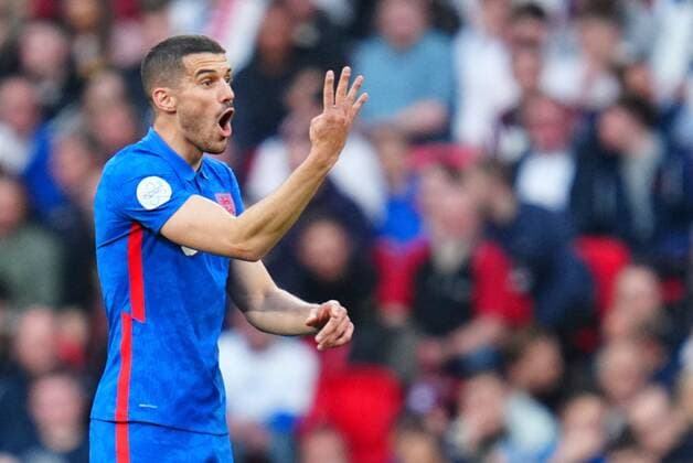Mandatory Credit: Photo by Javier Garcia Shutterstock (12865321fx) Conor Coady of England gestures England v Switzerland, International Friendly, Länderspiel, Nationalmannschaft Football, Wembley Stadium, London, UK - 26 Mar 2022 EDITORIAL USE ONLY No use with unauthorised audio, video, data, fixture lists, club league logos or live services. Online in-match use limited to 120 images, no video emulation. No use in betting, games or single club league player publications. England v Switzerland, International Friendly, Football, Wembley Stadium, London, UK - 26 Mar 2022 EDITORIAL USE ONLY No use with unauthorised audio, video, data, fixture lists, club league logos or live services. Online in-match use limited to 120 images, no video emulation. No use in betting, games or single club league player publications. Copyright: xJavierxGarcia Shutterstockx 12865321fx