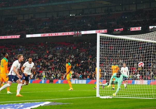 Mandatory Credit: Photo by Javier Garcia Shutterstock (12870107ag) Tyrone Mings of England scores a goal to make it 3-0 England v Ivory Coast, International Friendly, Länderspiel, Nationalmannschaft Football, Wembley Stadium, London, UK - 29 Mar 2022 England v Ivory Coast, International Friendly, Football, Wembley Stadium, London, UK - 29 Mar 2022 Copyright: xJavierxGarcia Shutterstockx 12870107ag