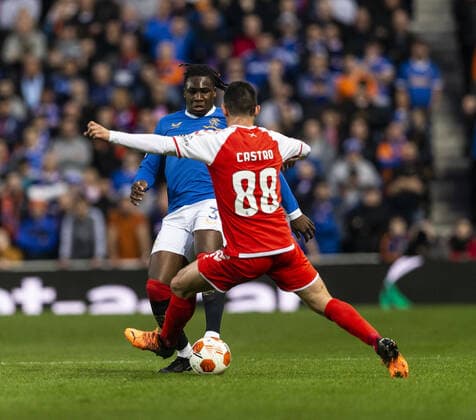 Mandatory Credit: Photo by Luke Nickerson Rangers FC Shutterstock (12894538ef) Rangers Defender Calvin Bassey Rangers v Braga, UEFA Europa League, Quarter Final, Second Leg, Football, Ibrox Stadium, Glasgow, UK - 14 Apr 2022 Rangers v Braga, UEFA Europa League, Quarter Final, Second Leg, Football, Ibrox Stadium, Glasgow, UK - 14 Apr 2022 Copyright: xLukexNickerson RangersxFC Shutterstockx 12894538ef