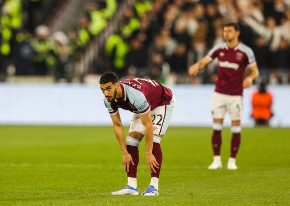 Mandatory Credit: Photo by Andrew Fosker Shutterstock (12914204bv) Said Benrahma of West Ham United West Ham United v Eintracht Frankfurt, UEFA Europa League, Semi-Final, First Leg, Football, The London Stadium, London, UK - 28 Apr 2022 EDITORIAL USE ONLY No use with unauthorised audio, video, data, fixture lists, club league logos or live services. Online in-match use limited to 120 images, no video emulation. No use in betting, games or single club league player publications. West Ham United v Eintracht Frankfurt, UEFA Europa League, Semi-Final, First Leg, Football, The London Stadium, London, UK - 28 Apr 2022 EDITORIAL USE ONLY No use with unauthorised audio, video, data, fixture lists, club league logos or live services. Online in-match use limited to 120 images, no video emulation. No use in betting, games or single club league player publications. Copyright: xAndrewxFosker Shutterstockx 12914204bv