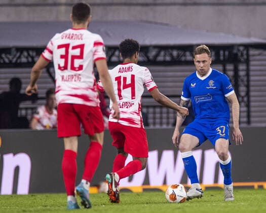 Mandatory Credit: Photo by Kirk O Rourke Rangers FC Shutterstock (12914397db) Rangers Midfielder Scott Arfield RB Leipzig v Rangers, UEFA Europa League, Semi-final, 1st Leg, Football, Red Bull Arena,Leipzig, Germany - 28 Apr 2022 RB Leipzig v Rangers, UEFA Europa League, Semi-final, 1st Leg, Football, Red Bull Arena,Leipzig, Germany - 28 Apr 2022 Copyright: xKirkxO Rourke RangersxFC Shutterstockx 12914397db
