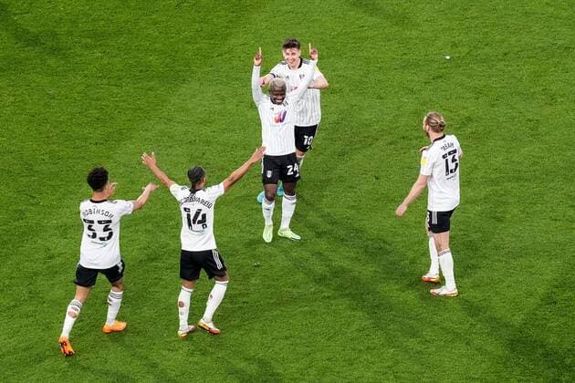 Mandatory Credit: Photo by Dave Shopland Shutterstock (12917138bb) Jean Michaël Seri of Fulham celebrates scoring the sixth goal against Luton 6-0 Fulham v Luton Town, EFL Sky Bet Championship, Football, Craven Cottage, London, UK - 02 May 2022 EDITORIAL USE ONLY No use with unauthorised audio, video, data, fixture lists, club league logos or live services. Online in-match use limited to 120 images, no video emulation. No use in betting, games or single club league player publications. Fulham v Luton Town, EFL Sky Bet Championship, Football, Craven Cottage, London, UK - 02 May 2022 EDITORIAL USE ONLY No use with unauthorised audio, video, data, fixture lists, club league logos or live services. Online in-match use limited to 120 images, no video emulation. No use in betting, games or single club league player publications. Copyright: xDavexShopland Shutterstockx 12917138bb