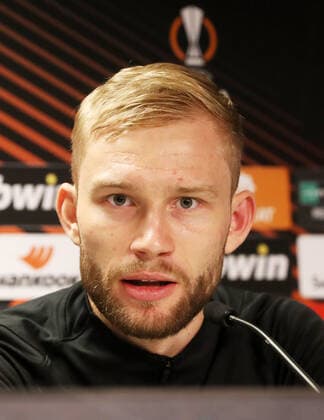 RB Leipzig - Training 04.05.2022 Glasgow, 04.05.2022, Ibrox Stadium, Fussball, UEFA Europa League, Matchday-1, Pressekonferenz RB Leipzig vor dem Halbfinale , Rangers FC Glasgow vs. RB Leipzig , Im Bild; Konrad Laimer (27, RB Leipzig) , UEFA regulations prohibit any use of photographs as image sequences and or quasi-video.