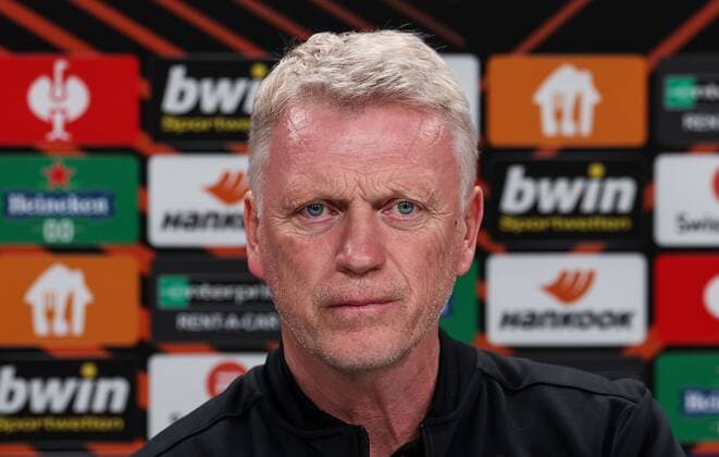 Mandatory Credit: Photo by Simon Dael Shutterstock (12923419f) David Moyes manager of West Ham United during a press conference, PK, Pressekonferenz West Ham Press Conference, UEFA Europa League, Football, Deutsche Bank Park Stadium, Frankfurt, Germany 04 May 2022 West Ham Press Conference, UEFA Europa League, Football, Deutsche Bank Park Stadium, Frankfurt, Germany 04 May 2022 Copyright: xSimonxDael Shutterstockx 12923419f