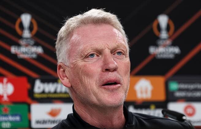 Mandatory Credit: Photo by Simon Dael Shutterstock (12923419s) David Moyes manager of West Ham United during a press conference, PK, Pressekonferenz West Ham Press Conference, UEFA Europa League, Football, Deutsche Bank Park Stadium, Frankfurt, Germany 04 May 2022 West Ham Press Conference, UEFA Europa League, Football, Deutsche Bank Park Stadium, Frankfurt, Germany 04 May 2022 Copyright: xSimonxDael Shutterstockx 12923419s