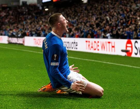 Mandatory Credit: Photo by Luke Nickerson Rangers FC Shutterstock (12926015ad) Rangers Midfielder John Lundstram celebrates scoring his sides third goal Rangers v RB Leipzig, UEFA Europa League, Semi Final, Second Leg, Football, Ibrox Stadium, Glasgow, UK - 05 May 2022 EDITORIAL USE ONLY No use with unauthorised audio, video, data, fixture lists, club league logos or live services. Online in-match use limited to 120 images, no video emulation. No use in betting, games or single club league player publications. Rangers v RB Leipzig, UEFA Europa League, Semi Final, Second Leg, Football, Ibrox Stadium, Glasgow, UK - 05 May 2022 EDITORIAL USE ONLY No use with unauthorised audio, video, data, fixture lists, club league logos or live services. Online in-match use limited to 120 images, no video emulation. No use in betting, games or single club league player publications. Copyright: xLukexNickerson RangersxFC Shutterstockx 12926015ad