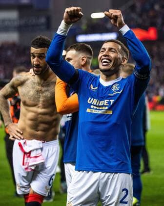 Mandatory Credit: Photo by Kirk O Rourke Rangers FC Shutterstock (12926021dm) Rangers captain James Tavernier celebrates at the end of the Europa League Semi Final match against RB Leipzig at Ibrox Stadium, Glasgow. Rangers v RB Leipzig, UEFA Europa League, Semi Final, Second Leg, Football, Ibrox Stadium, Glasgow, UK - 05 May 2022 EDITORIAL USE ONLY No use with unauthorised audio, video, data, fixture lists, club league logos or live services. Online in-match use limited to 120 images, no video emulation. No use in betting, games or single club league player publications. Rangers v RB Leipzig, UEFA Europa League, Semi Final, Second Leg, Football, Ibrox Stadium, Glasgow, UK - 05 May 2022 EDITORIAL USE ONLY No use with unauthorised audio, video, data, fixture lists, club league logos or live services. Online in-match use limited to 120 images, no video emulation. No use in betting, games or single club league player publications. Copyright: xKirkxO Rourke RangersxFC Shutterstockx 12926021dm
