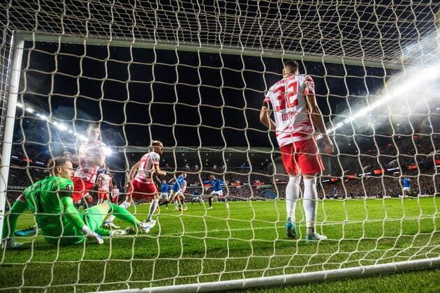 Mandatory Credit: Photo by Kirk O Rourke Rangers FC Shutterstock (12926021fr) John Lundstram of Rangers celebrates his goal during the Europa League Semi Final match against RB Leipzig at Ibrox Stadium, Glasgow. Rangers v RB Leipzig, UEFA Europa League, Semi Final, Second Leg, Football, Ibrox Stadium, Glasgow, UK - 05 May 2022 EDITORIAL USE ONLY No use with unauthorised audio, video, data, fixture lists, club league logos or live services. Online in-match use limited to 120 images, no video emulation. No use in betting, games or single club league player publications. Rangers v RB Leipzig, UEFA Europa League, Semi Final, Second Leg, Football, Ibrox Stadium, Glasgow, UK - 05 May 2022 EDITORIAL USE ONLY No use with unauthorised audio, video, data, fixture lists, club league logos or live services. Online in-match use limited to 120 images, no video emulation. No use in betting, games or single club league player publications. Copyright: xKirkxO Rourke RangersxFC Shutterstockx 12926021fr