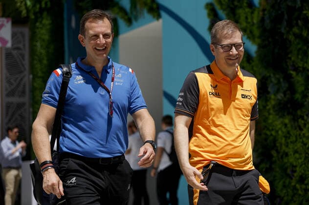 ROSSI Laurent (fra), CEO of Alpine, SEIDL Andreas, Team Principal of McLaren F1 Team, portrait during the Formula 1 Crypto.com Miami Grand Prix 2022, 5th round of the 2022 FIA Formula One World Championship, WM, Weltmeisterschaft on the Miami International Autodrome, from May 6 to 8, 2022 in Miami Gardens, Florida, United States of America - F1 - MIAMI GRAND PRIX 2022 DPPI Panoramic F12022GP05USA_JK312381