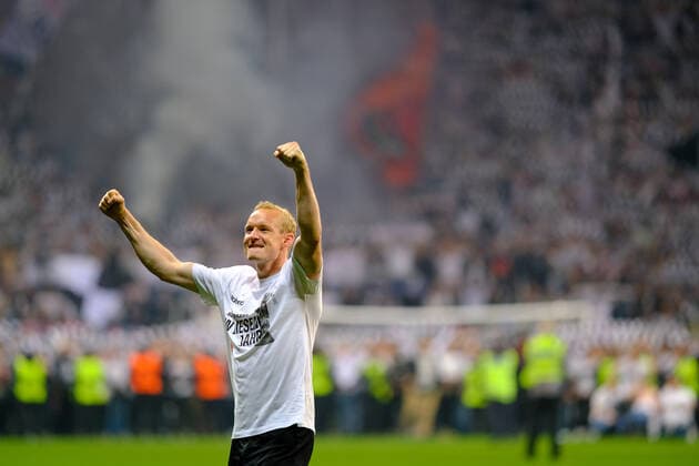 Sebastian Rode (Eintracht Frankfurt, 17) nach dem Sieg, Jubel Freude Emotionen happy gluecklich freudig Eintracht Frankfurt vs. West Ham United, Fussball, Europa League, Halbfinale, Rueckspiel, Saison 2021 2022, 05.05.2022, Eintracht Frankfurt vs. West Ham United, Fussball, Europa League, Halbfinale, Rueckspiel, Saison 2021 2022, 05.05.2022 Frankfurt am Main Copyright: xEibner-Pressefotox EP_EER