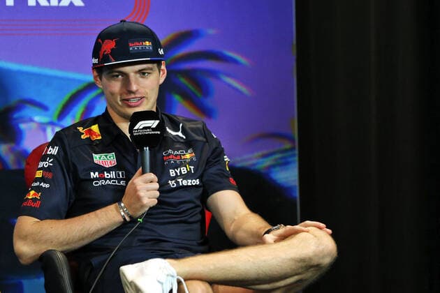 VERSTAPPEN Max (ned), Red Bull Racing RB18, portrait in the FIA press conference, PK, Pressekonferenz during the Formula 1 Crypto.com Miami Grand Prix 2022, 5th round of the 2022 FIA Formula One World Championship, WM, Weltmeisterschaft on the Miami International Autodrome, from May 6 to 8, 2022 in Miami Gardens, Florida, United States of America - F1 - MIAMI GRAND PRIX 2022 DPPI Panoramic B40X5328