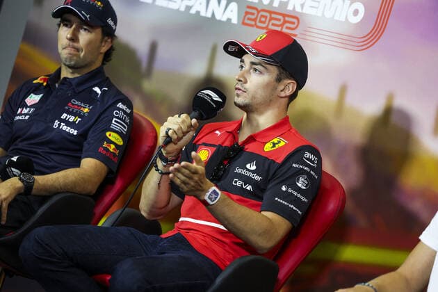 LECLERC Charles (mco), Scuderia Ferrari F1-75, portrait, press conference, PK, Pressekonferenz during the Formula 1 Pirelli Grand Premio de Espana 2022, 6th round of the 2022 FIA Formula One World Championship, WM, Weltmeisterschaft on the Circuit de Barcelona-Catalunya, from May 20 to 22, 2022 in Montmelo, Spain - F1 - SPANISH GRAND PRIX 2022 DPPI Panoramic 00122015_GOOD7074.JPG_