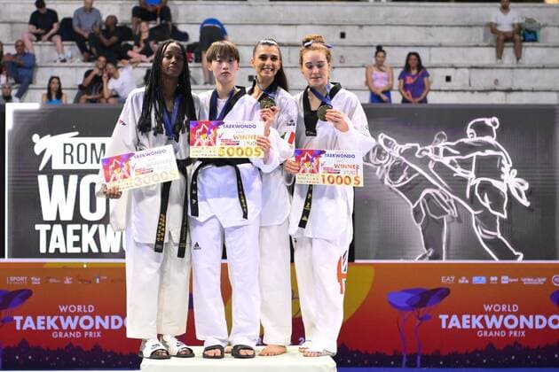 Mandatory Credit: Photo by Domenico Cippitelli LiveMedia Shutterstock (12972811u) Crystal WEEKES (PUR), Rebecca MCGOWAN (GBR), Maristella SMIRAGLIA (ITA) and Dabin LEE (KOR) during SF and F round of World Taekwondo Grand Prix at Foro Italico, Nicola Pietrangeli Stadium, 4th June 2022, Rome, Italy. Taekwondo World Taekwondo Roma Grand Prix (day2), Foro Italico, Rome, Italy - 04 Jun 2022 Taekwondo World Taekwondo Roma Grand Prix (day2), Foro Italico, Rome, Italy - 04 Jun 2022 Copyright: xDomenicoxCippitelli LiveMedia Shutterstockx 12972811u