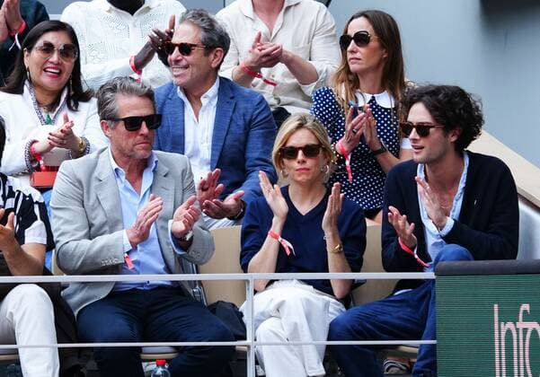 Mandatory Credit: Photo by Javier Garcia Shutterstock (12960016as) Hugh Grant, wife Anna Elisabet Eberstein, Siena Miller and Oli Green in attendance French Open Tennis, Day 15, Roland Garros, Paris, France - 05 Jun 2022 French Open Tennis, Day 15, Roland Garros, Paris, France - 05 Jun 2022 Copyright: xJavierxGarcia Shutterstockx 12960016as