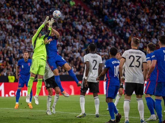 Manuel Neuer (Deutschland, 01), Harry Maguire (England, 06), GER, Deutschland Germany vs. England, Fussball, Laenderspiel, UEFA Nations League Division A, Gruppe 3, 2022 2023, 07.06.2022, DFB DFL regulations prohibit any use of photographs as image sequences and or quasi-video., GER, Deutschland Germany vs. England, Fussball, Laenderspiel, UEFA Nations League Division A, Gruppe 3, 2022 2023, 07.06.2022 Muenchen Copyright: xEibner-Pressefoto SaschaxWaltherx EP_EER