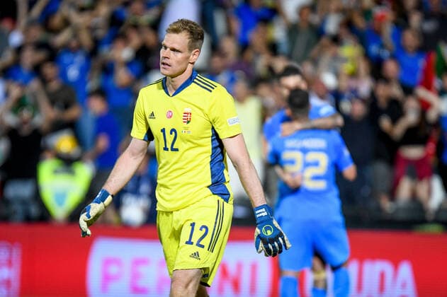 June 7, 2022, Cesena, Italy: Cesena, Italy, Dino Manuzzi stadium, June 07, 2022, Disappointment of Hungary s Denes Dibusz during Italy vs Hungary - football UEFA Nations League match. football UEFA Nations League match - Italy vs Hungary, Cesena, Italy - ZUMAl164 20220607_zsa_l164_045 Copyright: xEttorexGriffonix