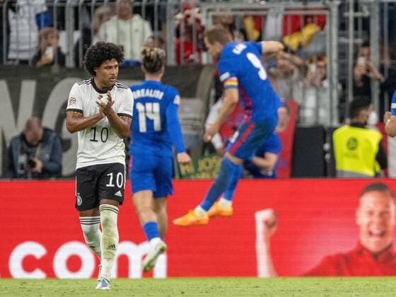 Julian Brandt (Deutschland, 10), ist enttäuscht enttaeuscht, unzufrieden nach Tor zum 1:1 durch Harry Kane (England, 09), Elfmeter, GER, Deutschland Germany vs. England, Fussball, Laenderspiel, UEFA Nations League Division A, Gruppe 3, 2022 2023, 07.06.2022, DFB DFL regulations prohibit any use of photographs as image sequences and or quasi-video., GER, Deutschland Germany vs. England, Fussball, Laenderspiel, UEFA Nations League Division A, Gruppe 3, 2022 2023, 07.06.2022 Muenchen Copyright: xEibner-Pressefoto SaschaxWaltherx EP_EER