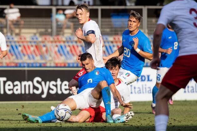 Mandatory Credit: Photo by Cinzia Camela LiveMedia Shutterstock (12976242dv) Cosimo Pio Riccio of Italy U20 in action during the International Friendly, Länderspiel, Nationalmannschaft match between Italy U20 and Poland U20 at Stadio Riviera delle Palme on June 7, 2022 in San Benedetto del Tronto, Italy. Photo: Cinzia Camela. Other U20 Italy vs Poland, Stadio Riviera delle Palme, San Benedetto del Tronto, Italy - 07 Jun 2022 Other U20 Italy vs Poland, Stadio Riviera delle Palme, San Benedetto del Tronto, Italy - 07 Jun 2022 Copyright: xCinziaxCamela LiveMedia Shutterstockx 12976242dv