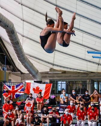 June 11, 2022, Calgary, AB, CANADA: Brazil s Anna Santos, left, and Rafael Fogaca, compete in the Mixed 3M Synchro Finals in Calgary, Alta., Saturday, June 11, 2022. Anna Santos, Rafael Fogaca, - ZUMAc35_ 20220611_zaf_c35_013 Copyright: xJeffxMcintoshx