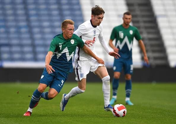 Mandatory Credit: Photo by Anna Gowthorpe Shutterstock (12983338h) Benjamin Markus of Slovenia and James Garner of England England U21, U 21 v Slovenia U21, UEFA U21 European Championship, EM, Europameisterschaft 2023 Qualifying, Group G, International Football, John Smith s Stadium, Huddersfield, UK - 13 Jun 2022 EDITORIAL USE ONLY No use with unauthorised audio, video, data, fixture lists, club league logos or live services. Online in-match use limited to 120 images, no video emulation. No use in betting, games or single club league player publications. England U21 v Slovenia U21, UEFA U21 European Championship 2023 Qualifying, Group G, International Football, John Smith s Stadium, Huddersfield, UK - 13 Jun 2022 EDITORIAL USE ONLY No use with unauthorised audio, video, data, fixture lists, club league logos or live services. Online in-match use limited to 120 images, no video emulation. No use in betting, games or single club league player publications. Copyright: xAnnaxGowthorpe Shutterstockx 12983338h