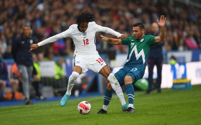 Mandatory Credit: Photo by Anna Gowthorpe Shutterstock (12983338m) Djed Spence of England and Aljosa Matko of Slovenia England U21, U 21 v Slovenia U21, UEFA U21 European Championship, EM, Europameisterschaft 2023 Qualifying, Group G, International Football, John Smith s Stadium, Huddersfield, UK - 13 Jun 2022 EDITORIAL USE ONLY No use with unauthorised audio, video, data, fixture lists, club league logos or live services. Online in-match use limited to 120 images, no video emulation. No use in betting, games or single club league player publications. England U21 v Slovenia U21, UEFA U21 European Championship 2023 Qualifying, Group G, International Football, John Smith s Stadium, Huddersfield, UK - 13 Jun 2022 EDITORIAL USE ONLY No use with unauthorised audio, video, data, fixture lists, club league logos or live services. Online in-match use limited to 120 images, no video emulation. No use in betting, games or single club league player publications. Copyright: xAnnaxGowthorpe Shutterstockx 12983338m