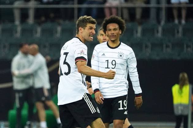 Sport Bilder des Tages Fussball, Nations League, Länderspiel, Gruppe C, Deutschland-Italien, 14.06.2022, Borussia Park , Mönchengladbach Thomas Müller Deutschland, jubelt, Aktion, Einzelbild